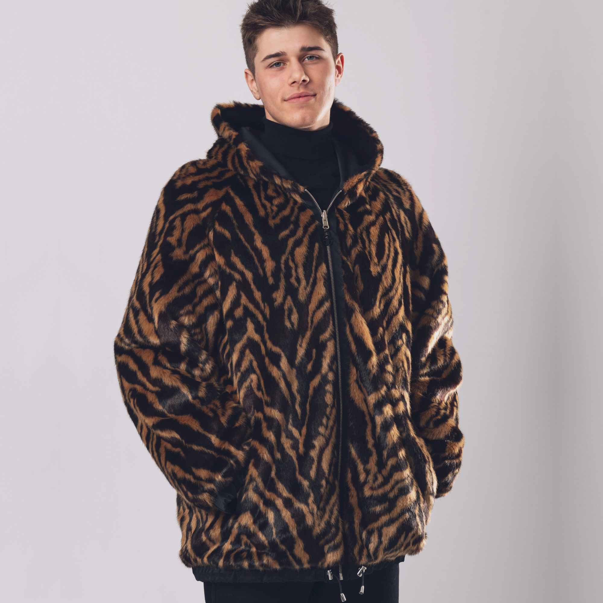 Tiger faux sales fur jacket