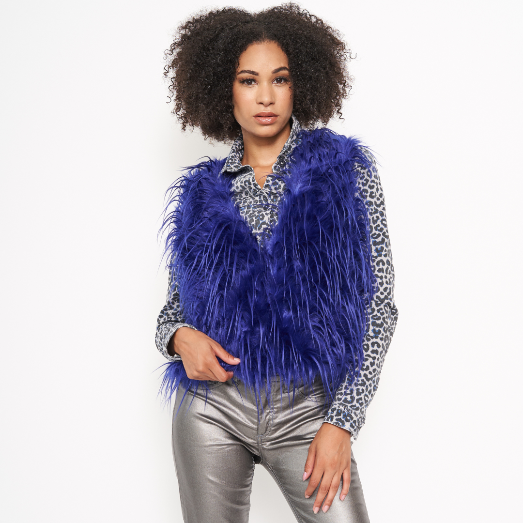 Royal blue 2025 faux fur vest